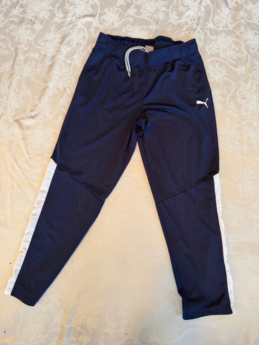 PUMA Men's Contrast 2.0 Track Pants Blue/White Size XL